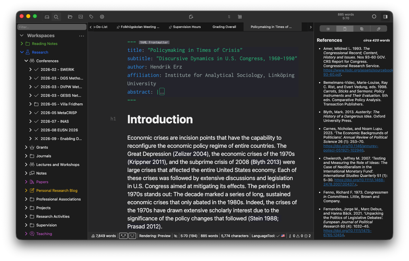 Official Zettlr writing interface screenshot