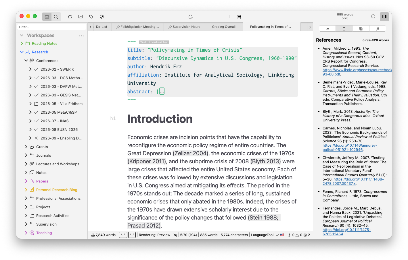 Official Zettlr writing interface screenshot
